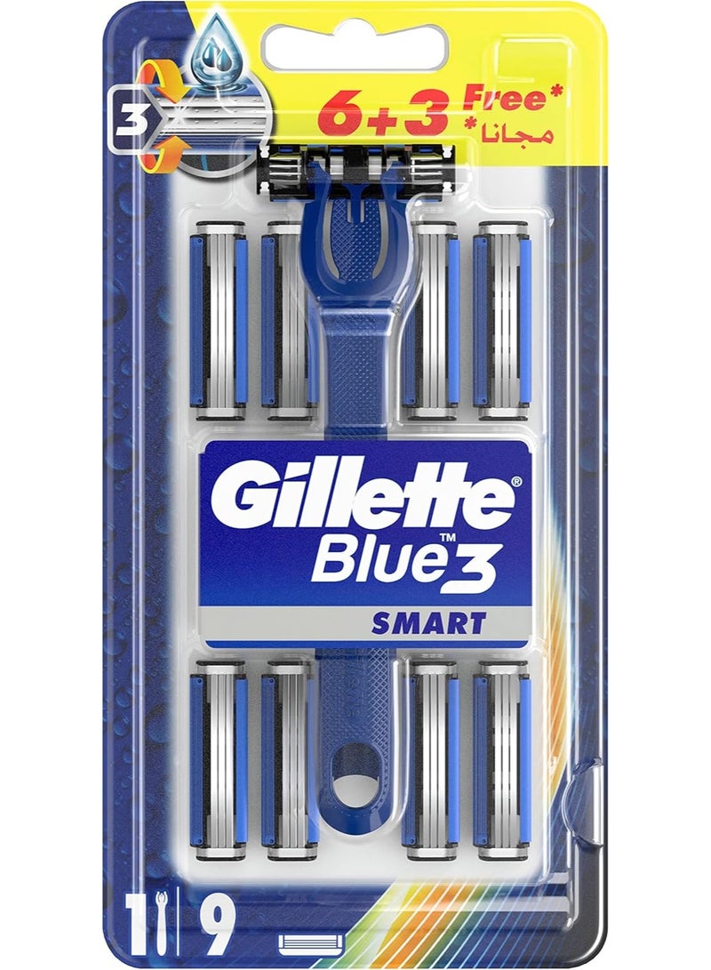 Gillette Blue 3 Smart Razor Blade Refills, 9 Count - Image 1